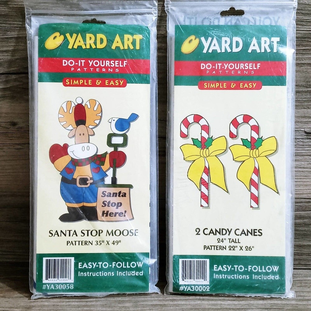 Christmas Yard Art Do It Yourself Wood Patterns Santa Stop Moose &2 Candy Canes